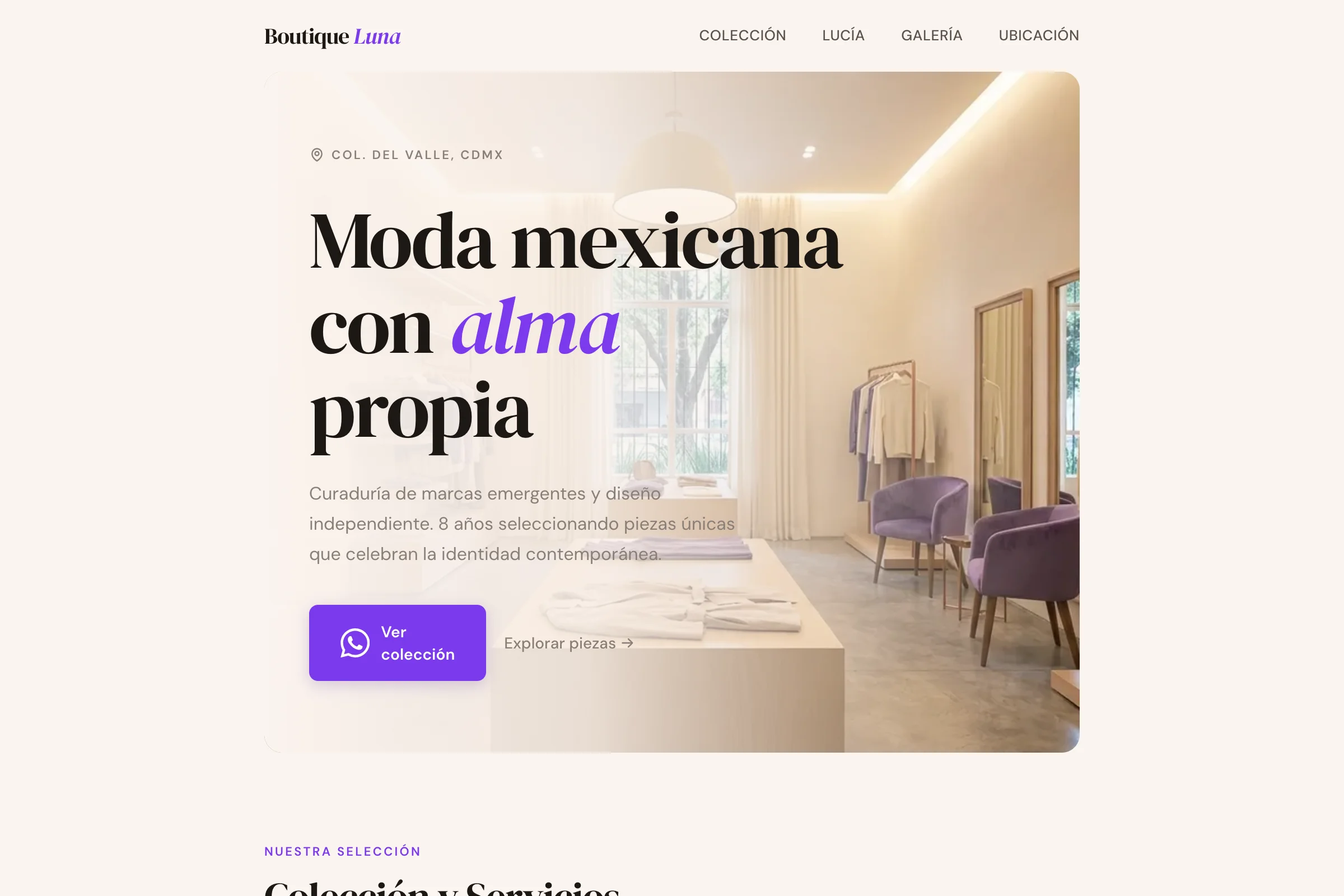 Boutique Luna — ejemplo de diseño personalizado creado con Emi